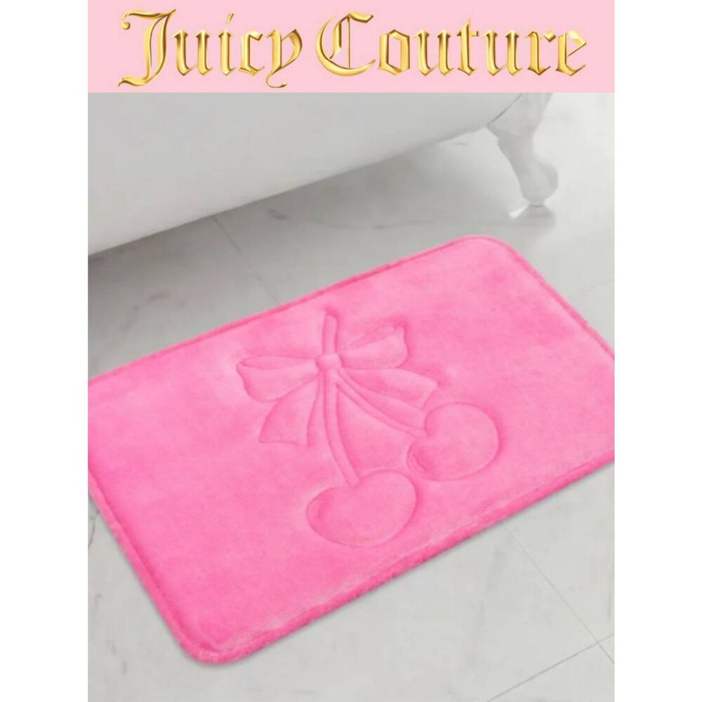 Juicy Couture Home Heart Cherry Bow Embossed Memory Foam Bath Rug